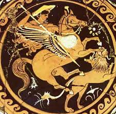 Bellerophon killing Chimaera, Pegasus Ring, SilverTownArt Greek Jewelry Shop
